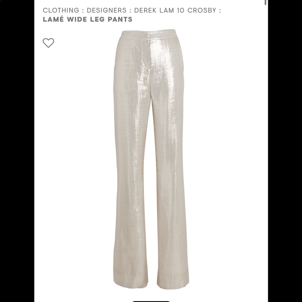NWT DEREK LAM 10 CROSBY  :  LAMÉ WIDE LEG PANTS